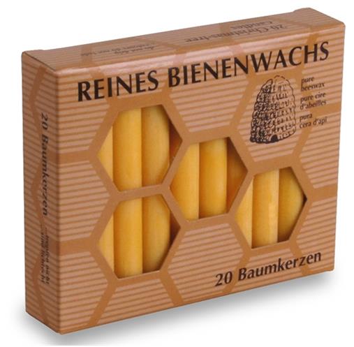 Bienenwachs-Baumkerzen 1,3 x 9,5 cm 20 Stk.